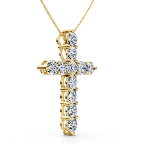 4Ct TW Diamond Cross Pendant 14k Gold Women's 18" Necklace Lab Grown
