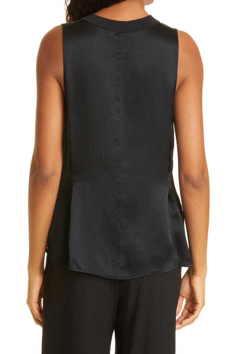 Vince Ribbed Silk Tank Top, Alternate, color, Black
