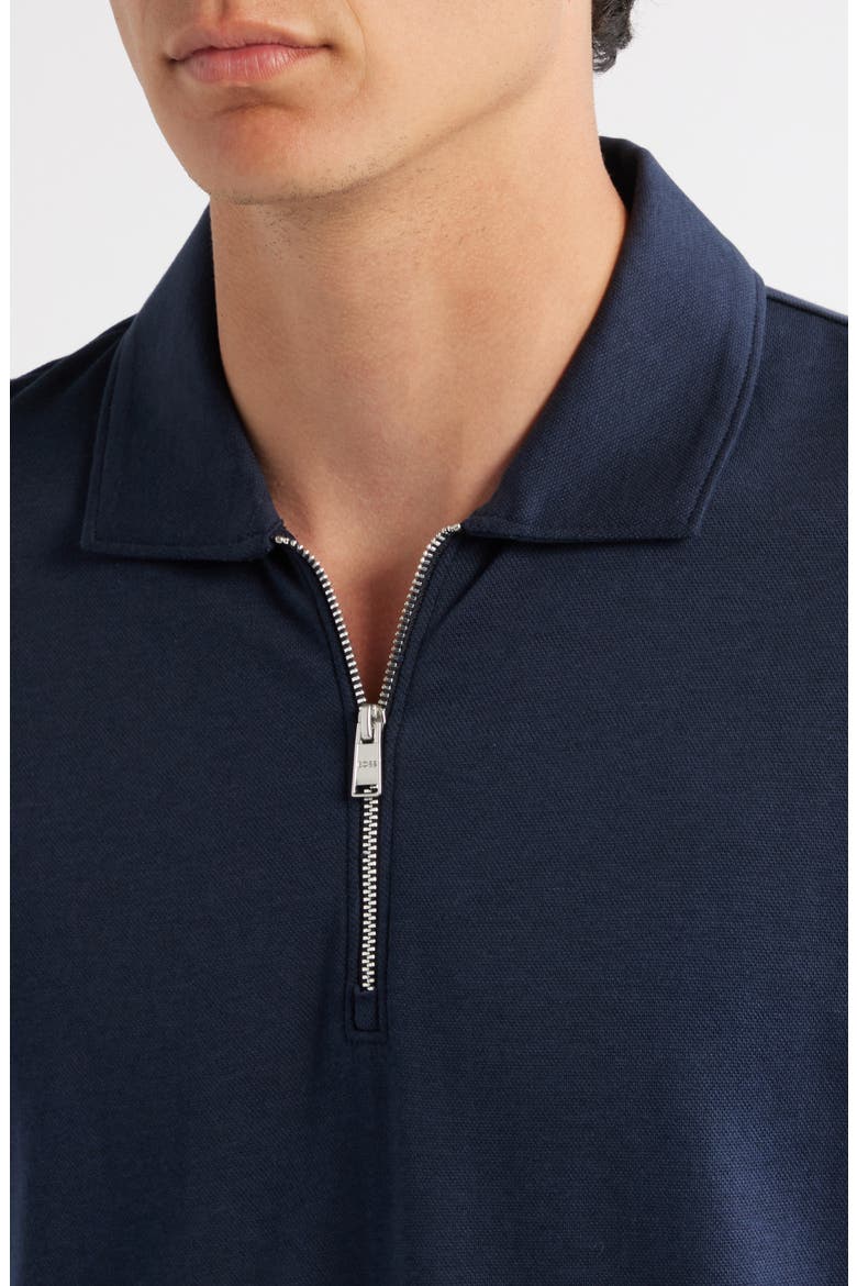 Paras Solid Lyocell & Cotton Zip Polo, Alternate, color, DARK BLUE