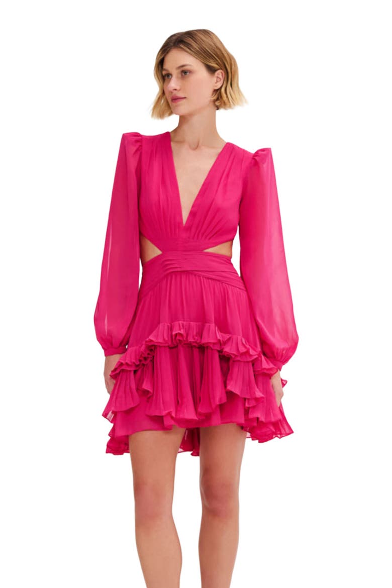 Deep-V Cutout Mini Dress, Alternate, color, PINK