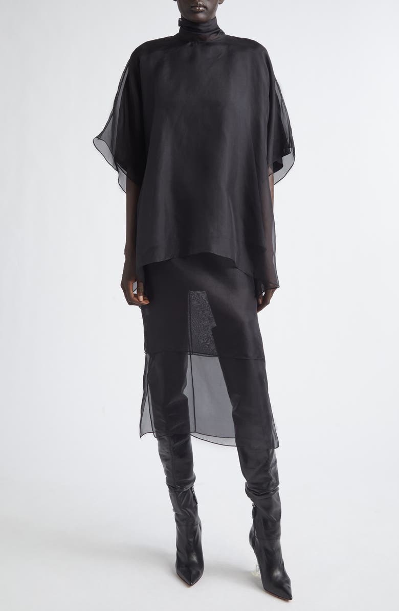 Brandon Maxwell Cali Silk Organza Top, Alternate, color, Black
