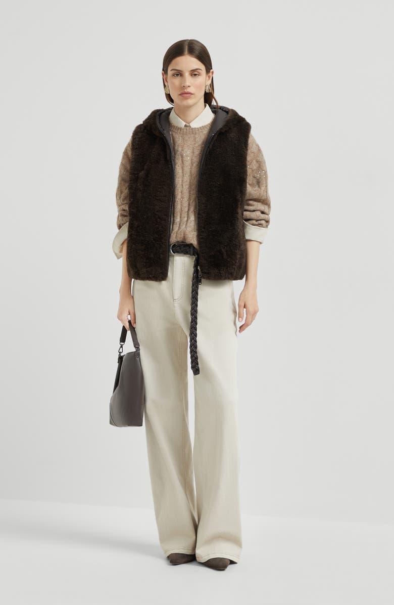 Brunello Cucinelli Hooded sweater vest, Alternate, color, Rust Brown