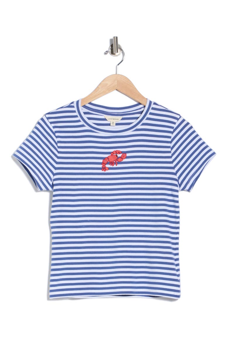 Lobster Baby T-Shirt, Alternate, color, NAVY/ WHITE STRIPE
