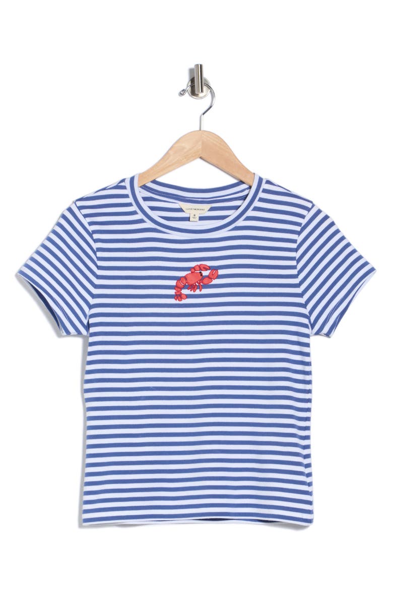 Lucky Brand Lobster Baby T-Shirt, Main, color, Navy/ White Stripe