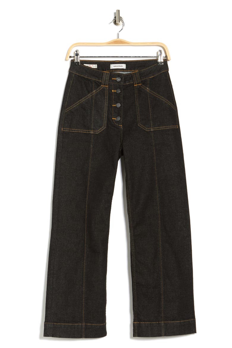 Exposed Button Ankle Trouser Jeans, Alternate, color, RINSE