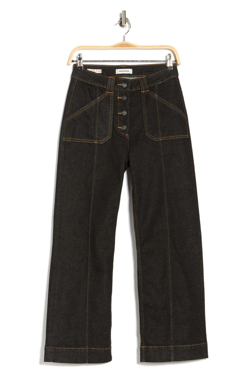 Vigoss Exposed Button Ankle Trouser Jeans, Alternate, color, Rinse