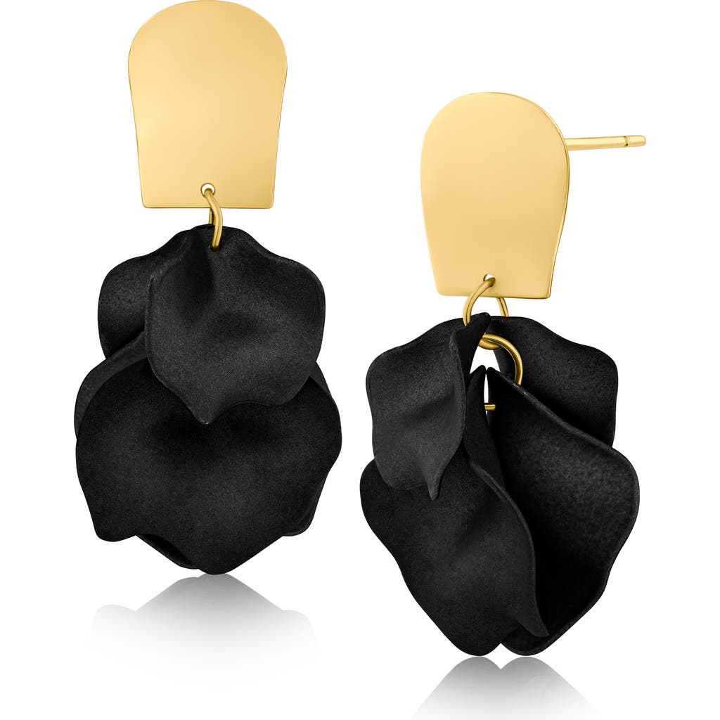 Jardin Ginkgo Leaf Flutter Drop Earrings In Black