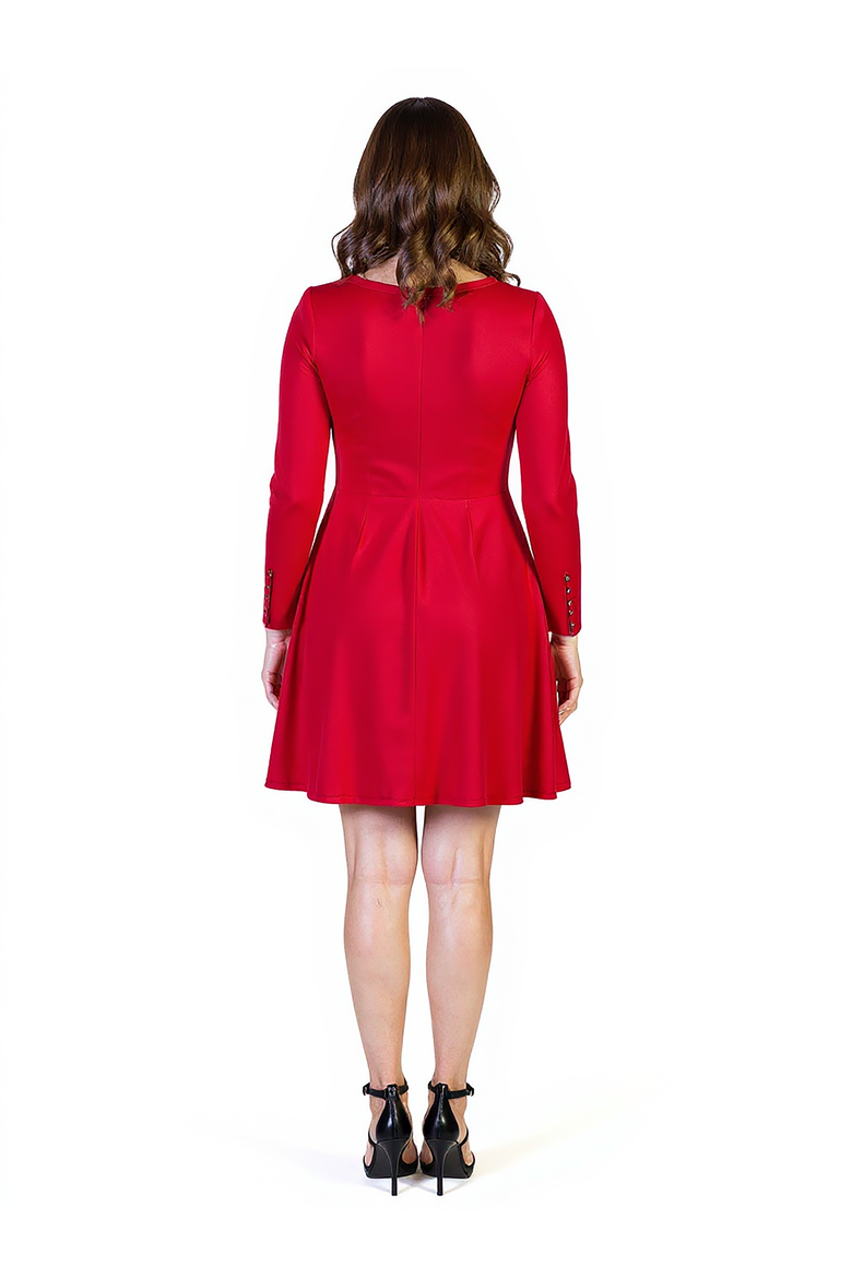 Long Sleeve Flared Maternity Mini Dress, Alternate, color, Red