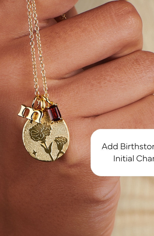 Little Sky Stone Birth Flower Necklace In Poppy/august