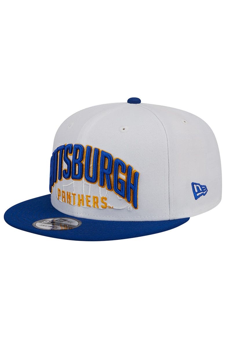 Men's New Era White/Royal Pitt Panthers Two-Tone Layer 9FIFTY Snapback Hat, Alternate, color, White