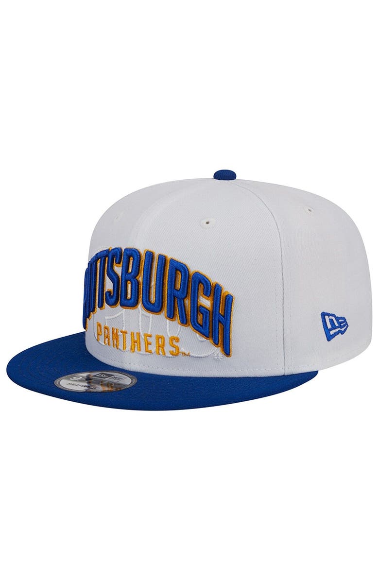 New Era Men's New Era White/Royal Pitt Panthers Two-Tone Layer 9FIFTY Snapback Hat, Alternate, color,