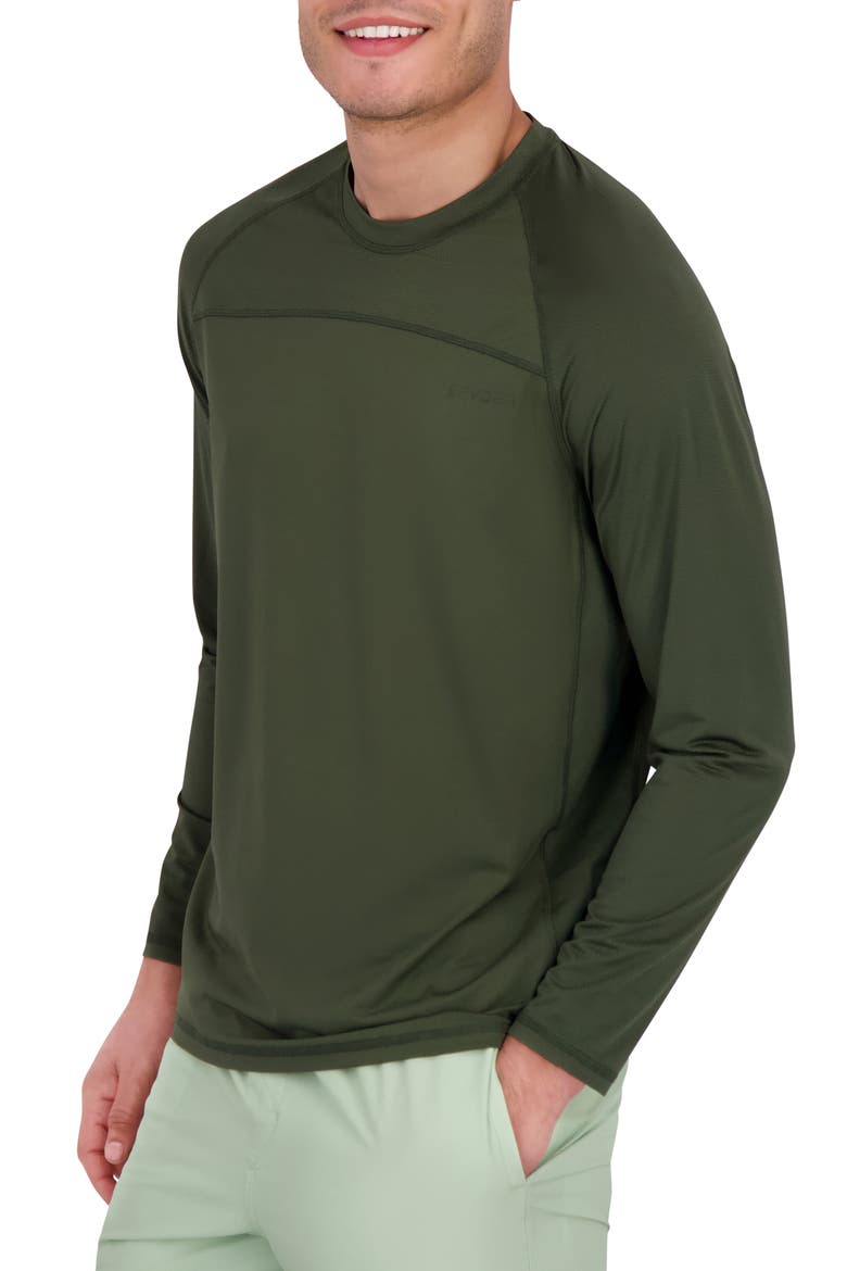 Textured Long Sleeve Rashguard, Alternate, color, KOMBU GREEN