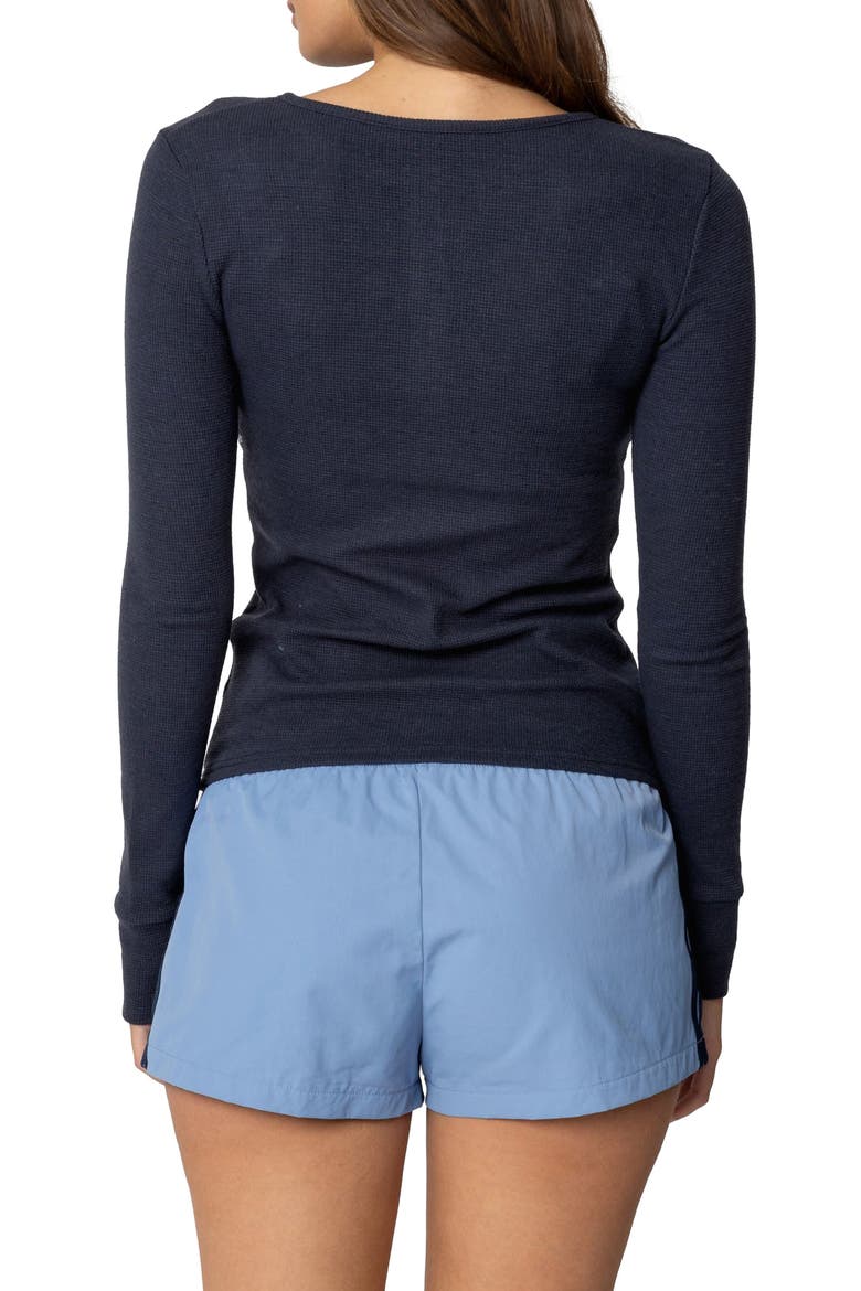 Helanie Waffle Knit Henley, Alternate, color, DARK-BLUE