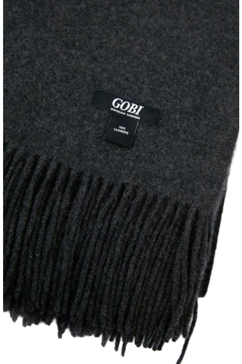 Large Blanket With Fringe, Alternate, color, charcoal