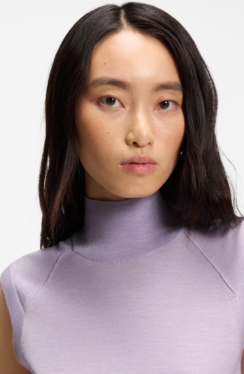 BOSS Fipini Virgin Wool Turtleneck Tank, Alternate, color, Lavendar Tide