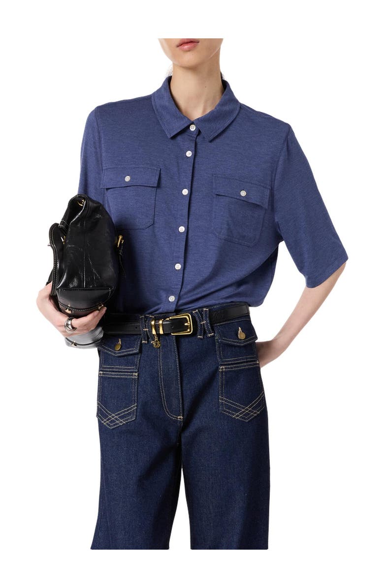 GERARD DAREL Myla Polo Collar Shirt, Alternate, color, Indigo