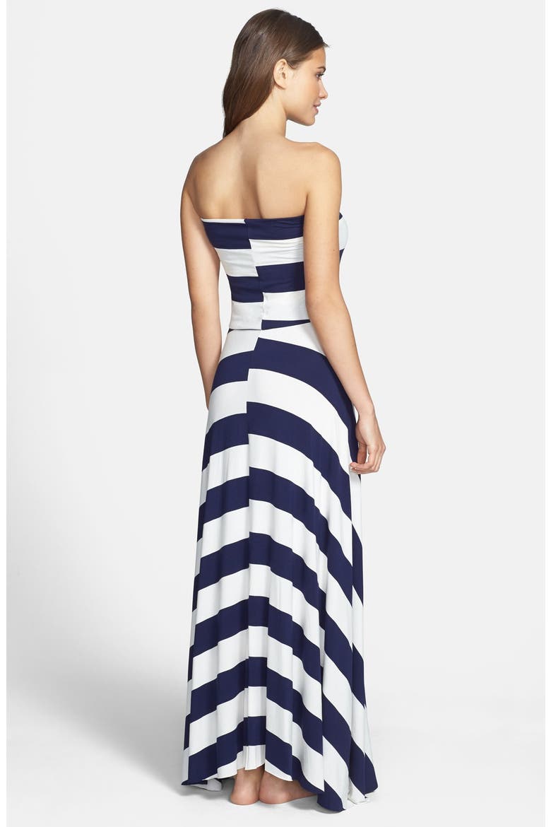 Stripe Convertible Bias Cut Cover-Up Maxi Dress, Main, color, NAVY/ WHITE