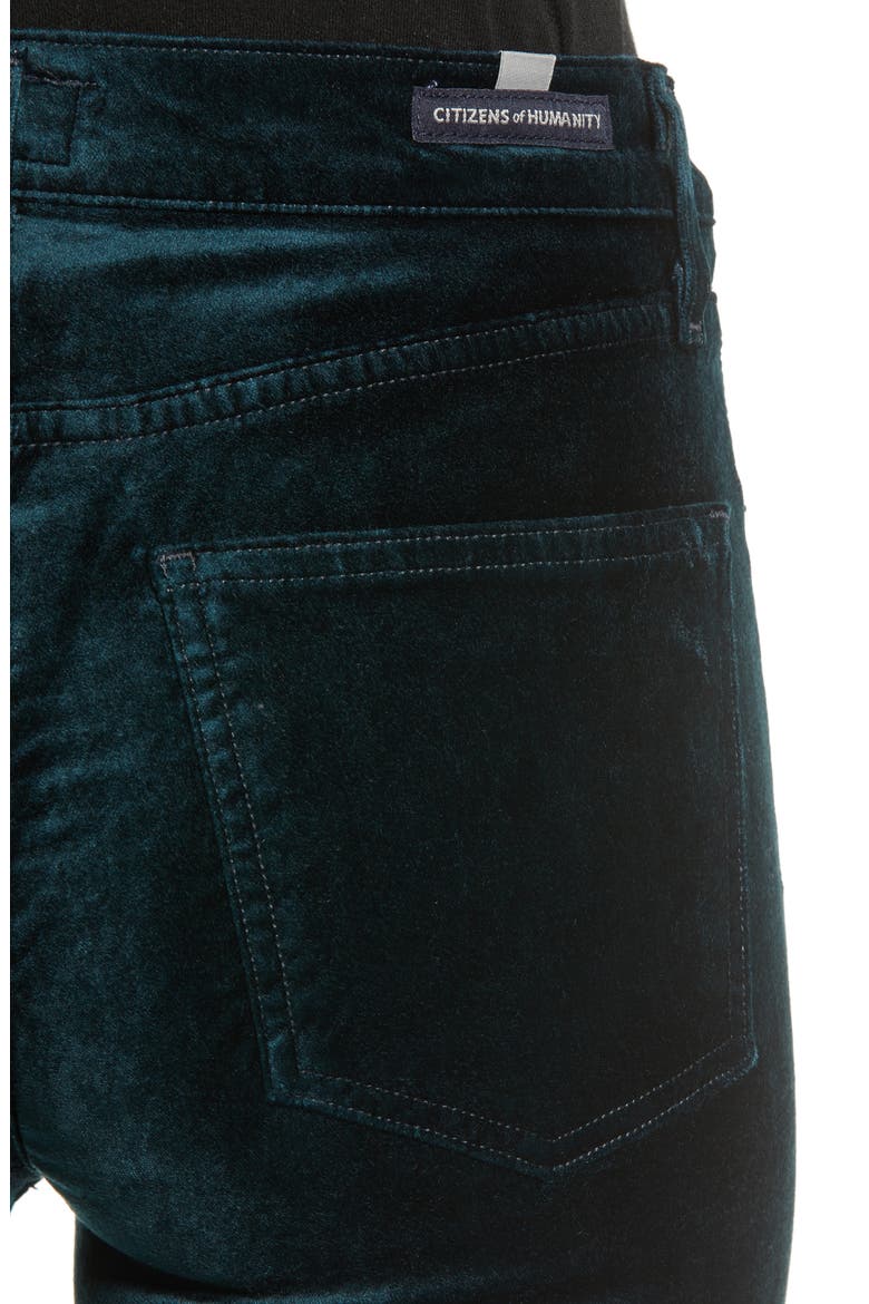 Harlow Ankle Slim Velvet Pants, Alternate, color, MIDNIGHT GREEN