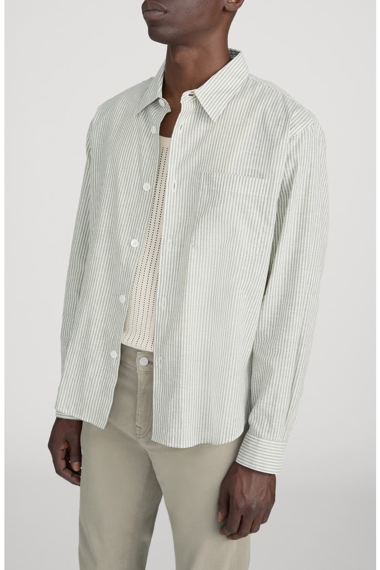 Stripe Button-Up Shirt, Alternate, color, KHAKI ECRU STRIPE