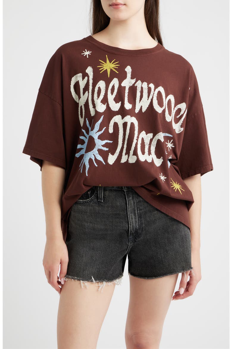 Fleetwood Mac 1973 Doodle Graphic T-Shirt, Main, color, BROWN