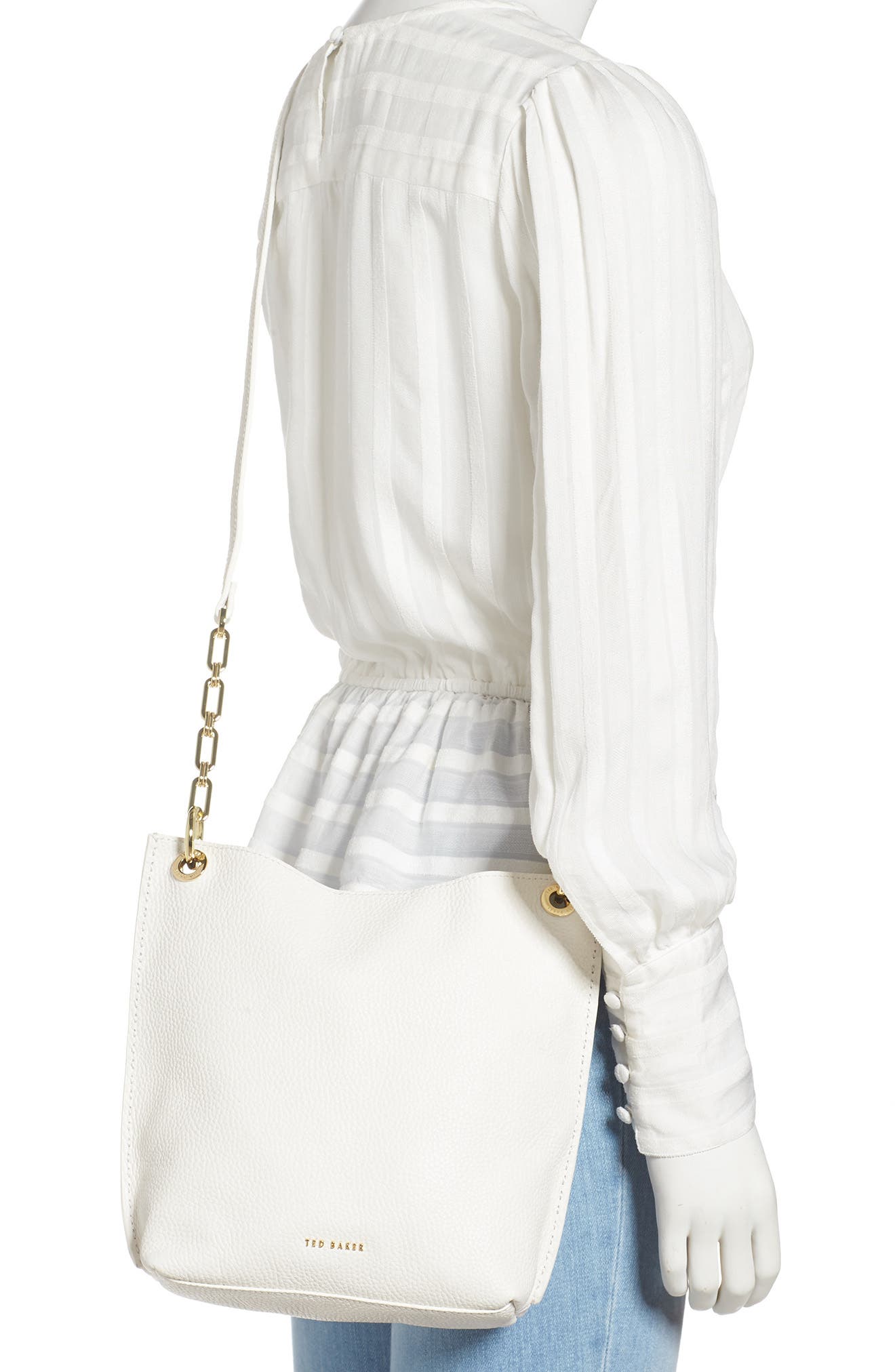Mini Holiiee Leather Crossbody Bag, Alternate, color, WHITE