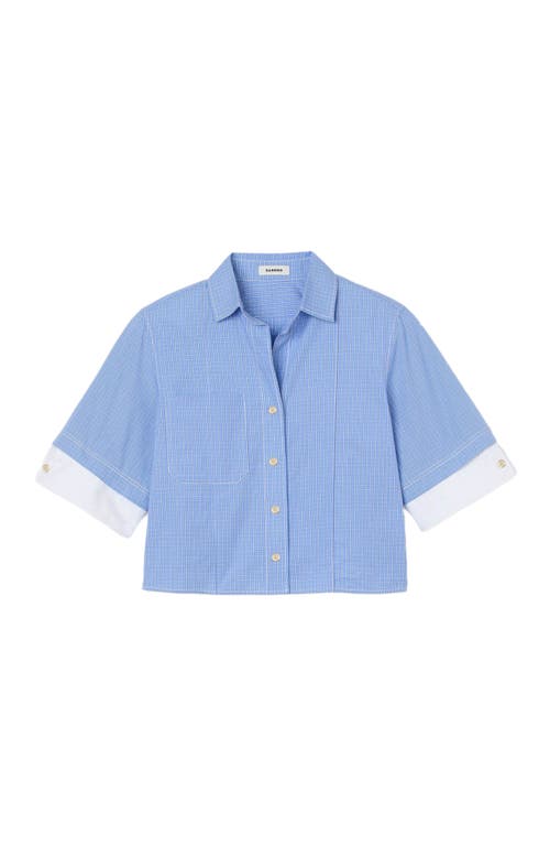 Sandro Cotton Oversized Check Shirt In Blue