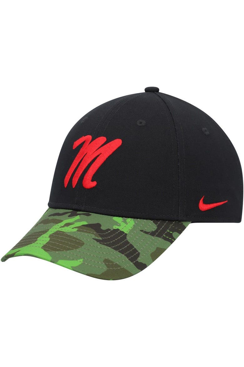 Men's Nike Black/Camo Ole Miss Rebels Veterans Day 2Tone Legacy91 Adjustable Hat, Alternate, color, Black