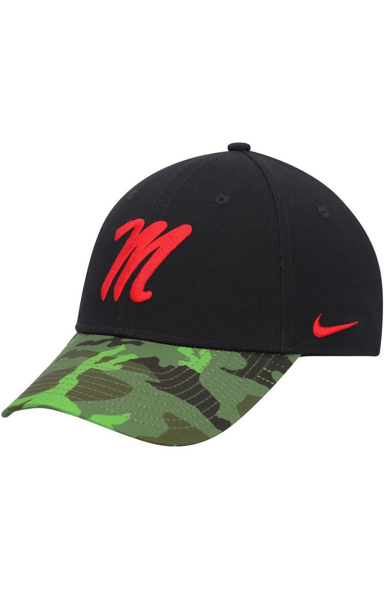 Nike Men's Nike Black/Camo Ole Miss Rebels Veterans Day 2Tone Legacy91 Adjustable Hat, Alternate, color, Black