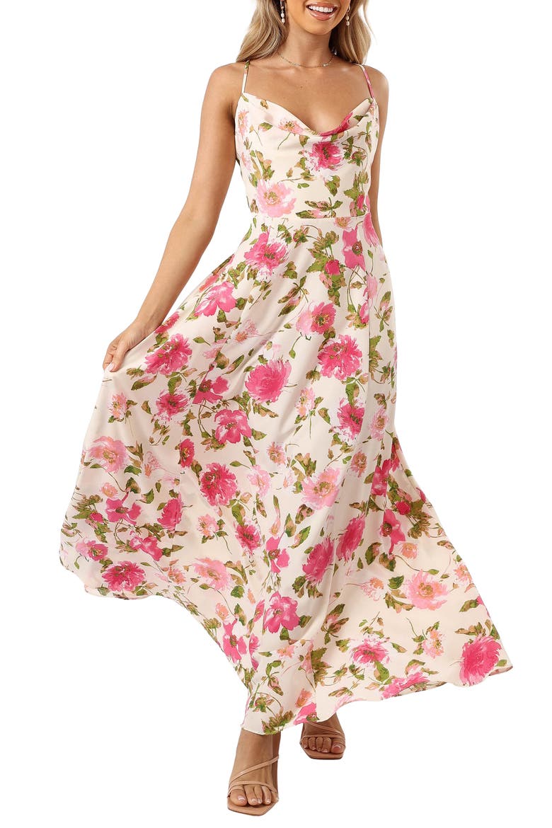 Violetta Floral Cowl Neck Maxi Dress, Main, color, IVORY PINK
