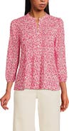 Lands' End Lightweight Jersey Button Pintuck Top