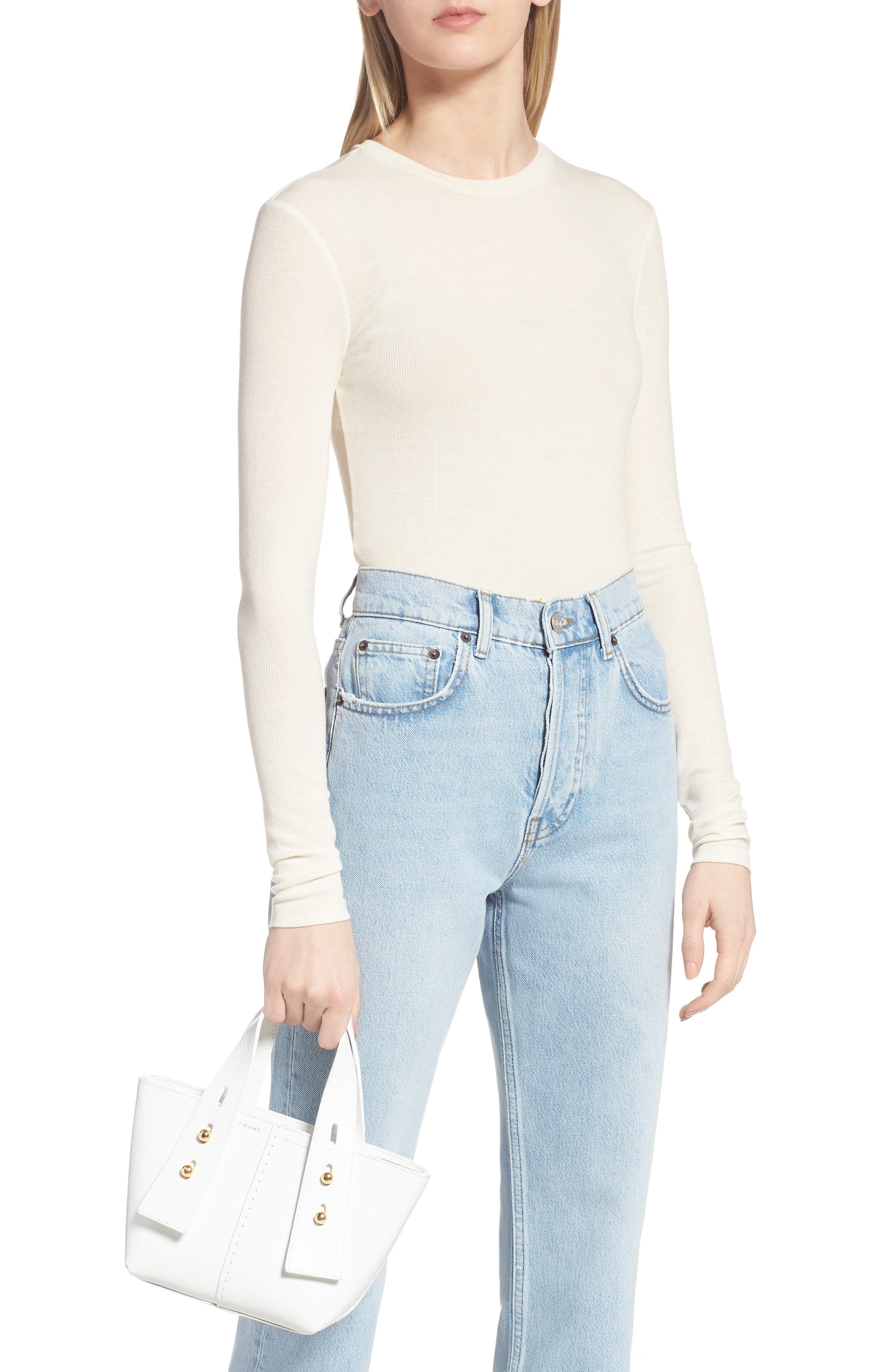 Mini Les Second Leather Crossbody Bag, Alternate, color, BLANC