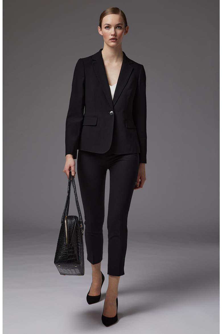 Wiley One-Button Crepe Blazer, Alternate, color, BLACK