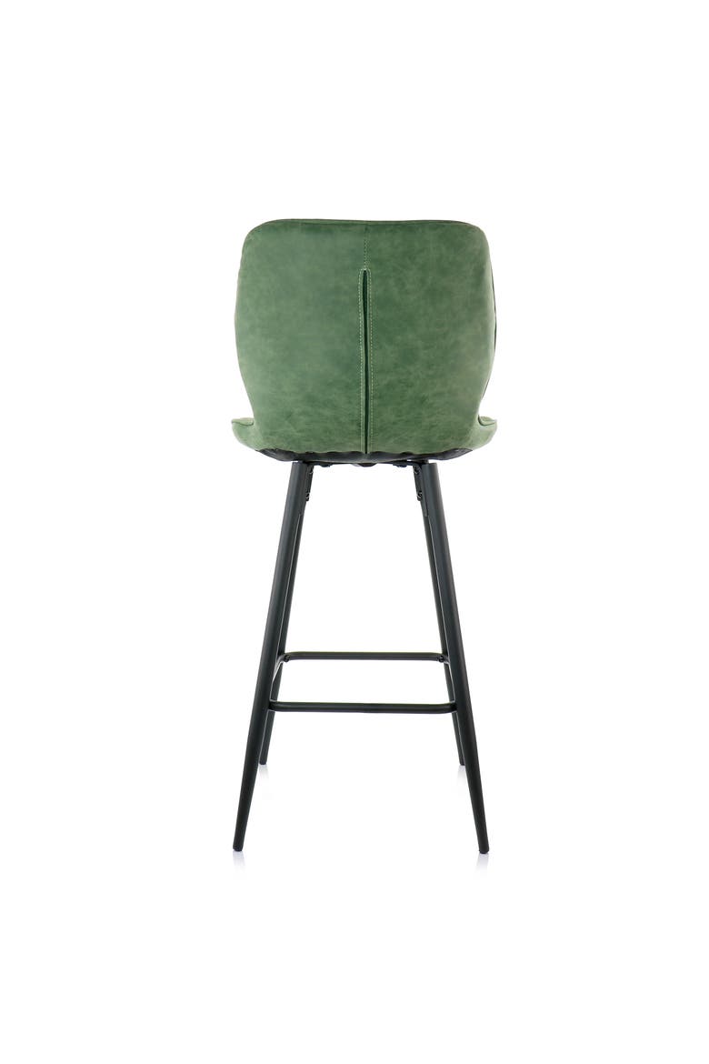 2 Piece Faux Leather Bar Chair with Metal Legs, Alternate, color, Green