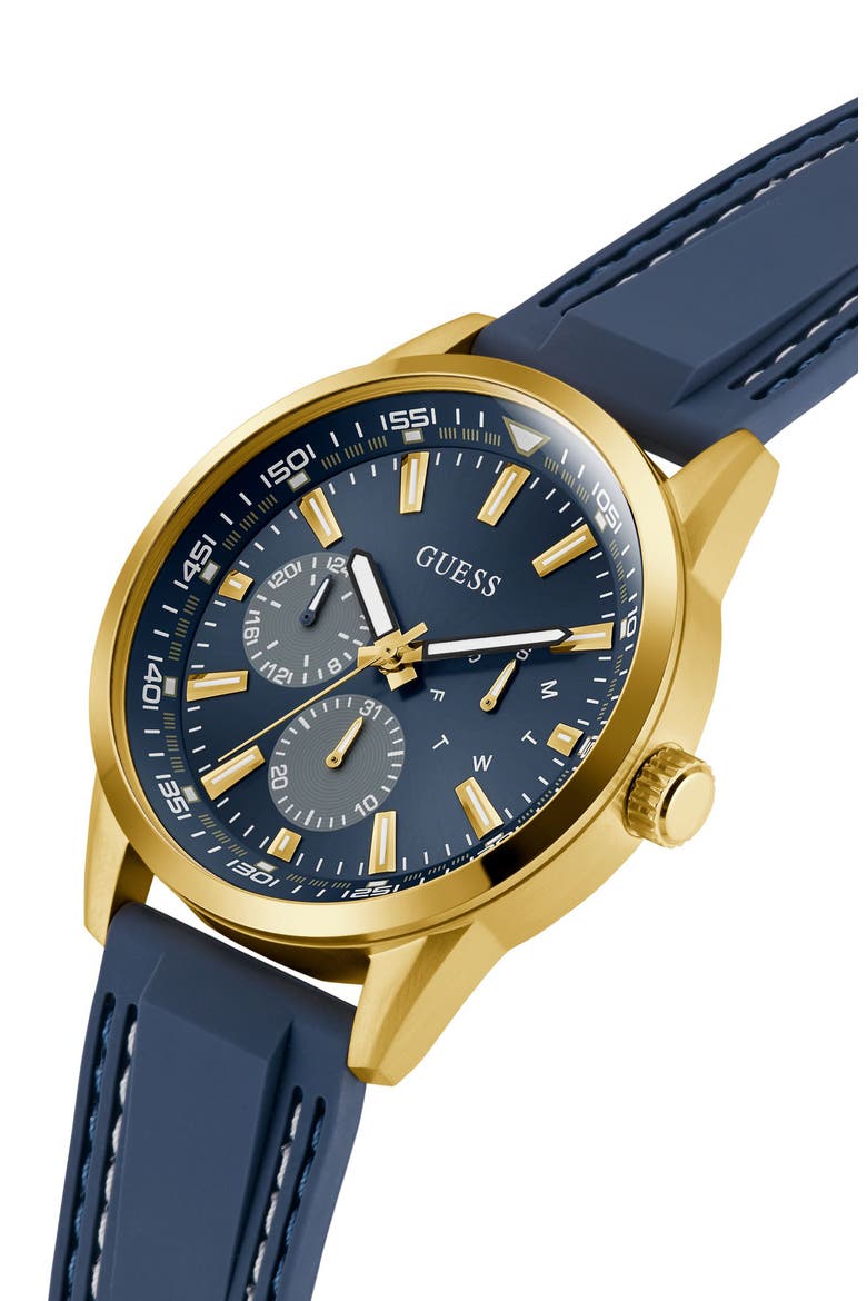 Peak Multifunction Silicone Strap Watch, 44mm, Alternate, color, BLUE
