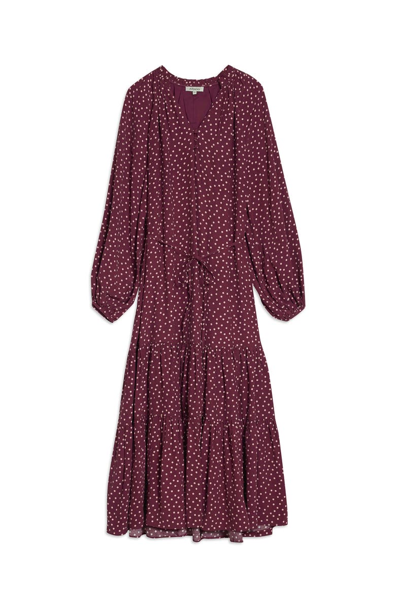 Albaray Long Sleeve V-Neck Spot Dress, Alternate, color, Burgundy