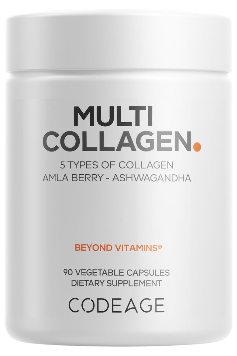 Multi Collagen Protein + Ashwagandha & Amla Berry Supplement, Main, color, White