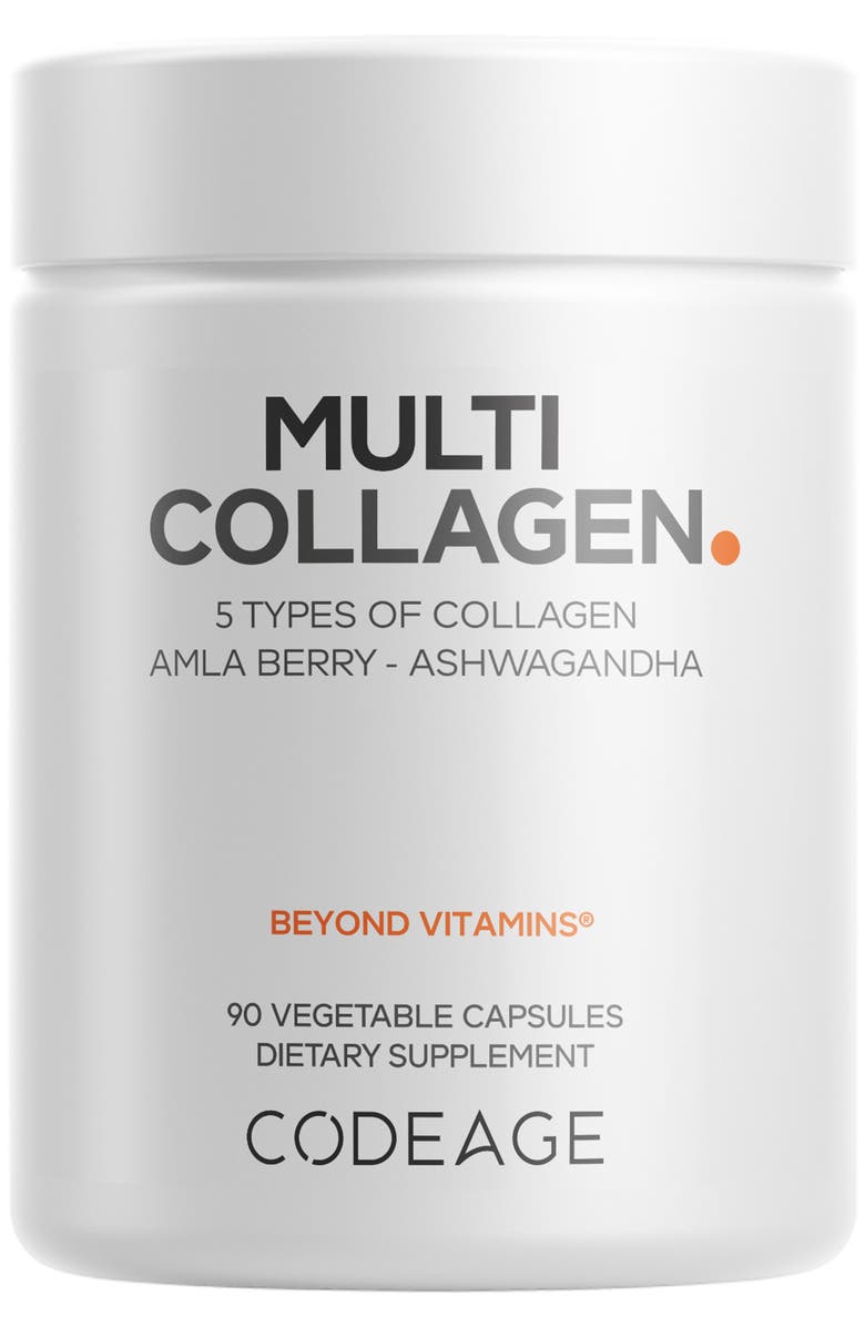 Codeage Multi Collagen Protein + Ashwagandha & Amla Berry Supplement, Main, color, White