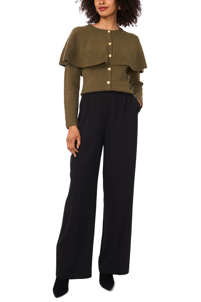 Cape Detail Cardigan, Alternate, color, BURNT OLIVE