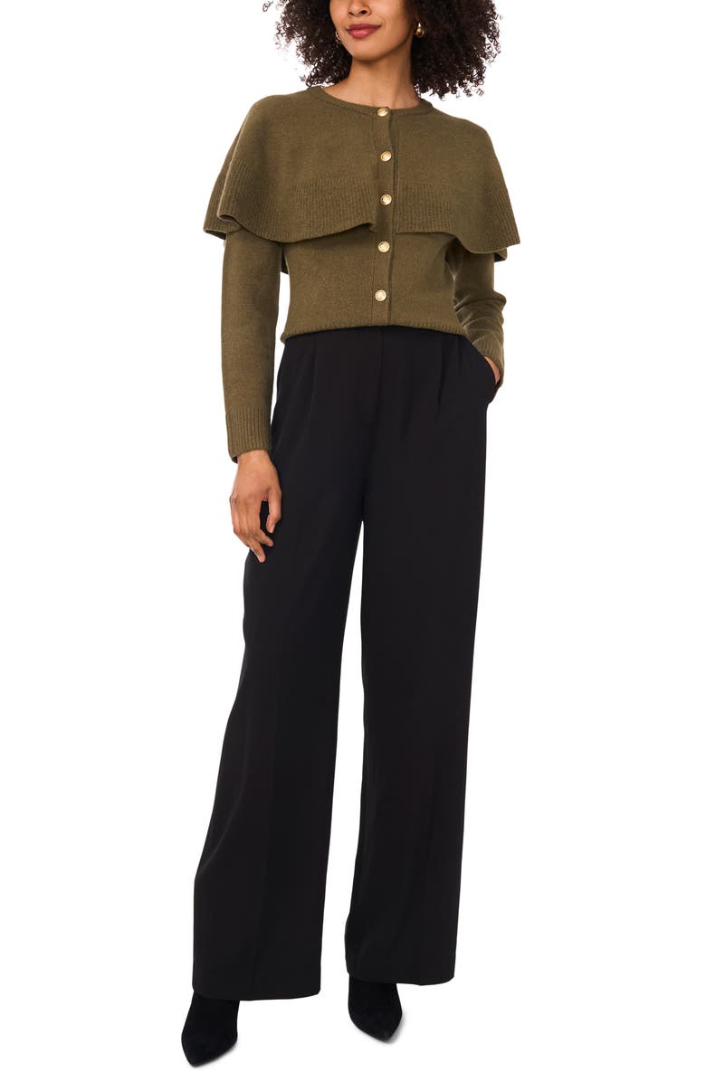 Vince Camuto Cape Detail Cardigan, Alternate, color, Burnt Olive