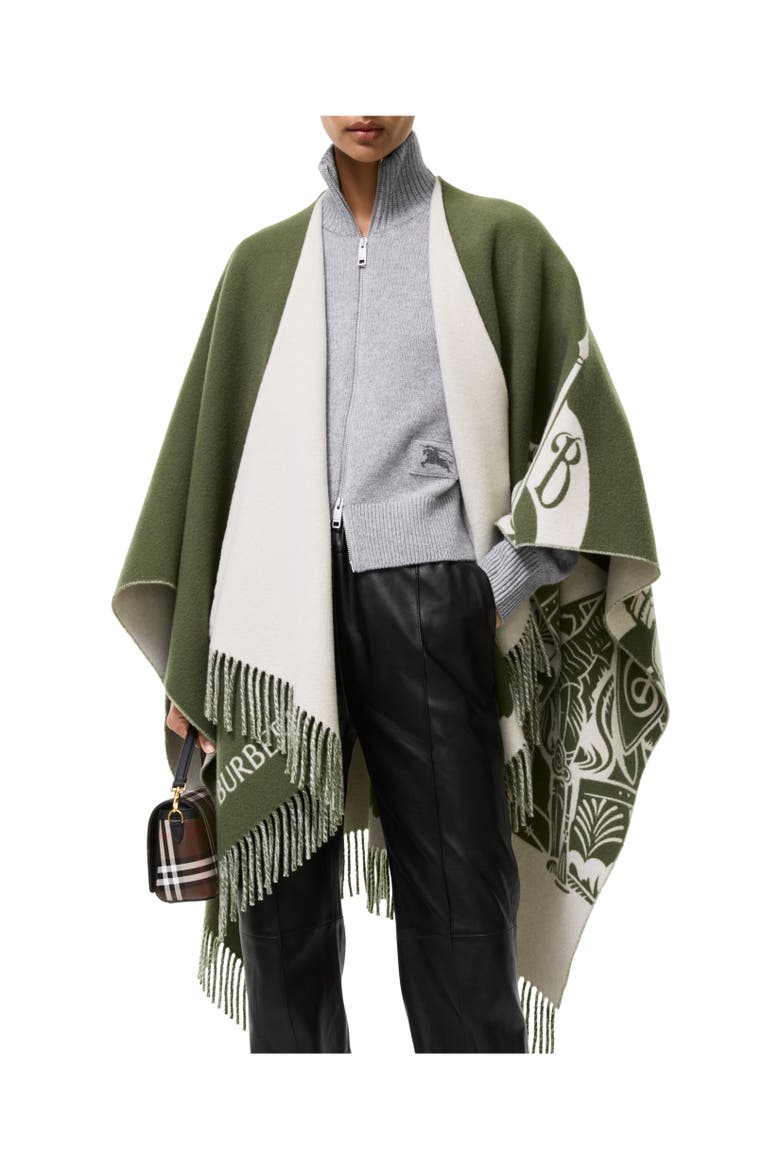 Knight Wool Cashmere Cape, Alternate, color, Pea green