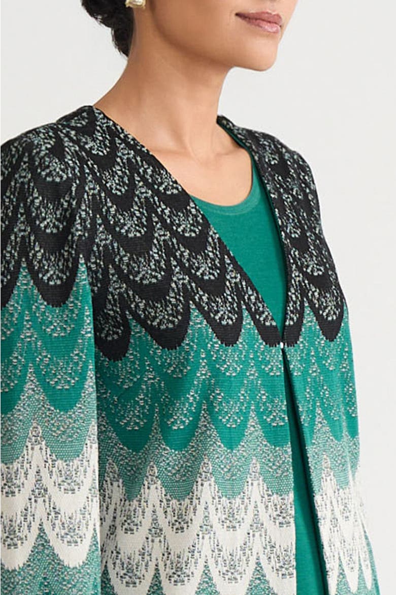 Heritage Scalloped Jacquard Soft Knit Jacket, Alternate, color, Everest/Twig/Black/Ivory