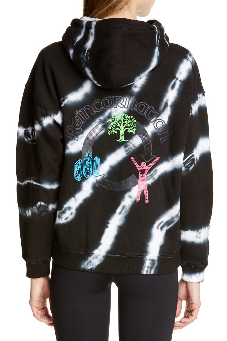 Reincarnation Graphic Tie Dye Hoodie, Alternate, color, BLACK TIE DYE
