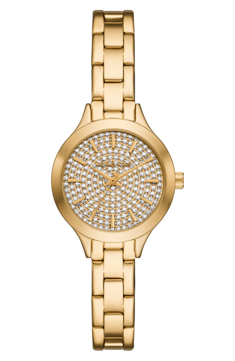 Michael Kors Aspyn Crystal Bracelet Watch, 28mm, Main, color, Gold