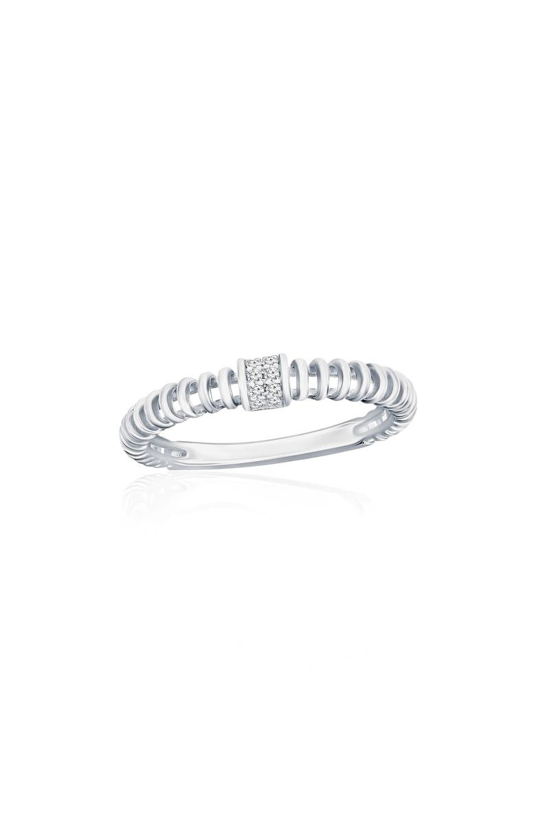 SIMONA Sterling Silver Pavé CZ Wire Ring, Main, color, Silver