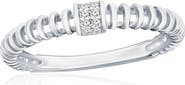 SIMONA Sterling Silver Pavé CZ Wire Ring