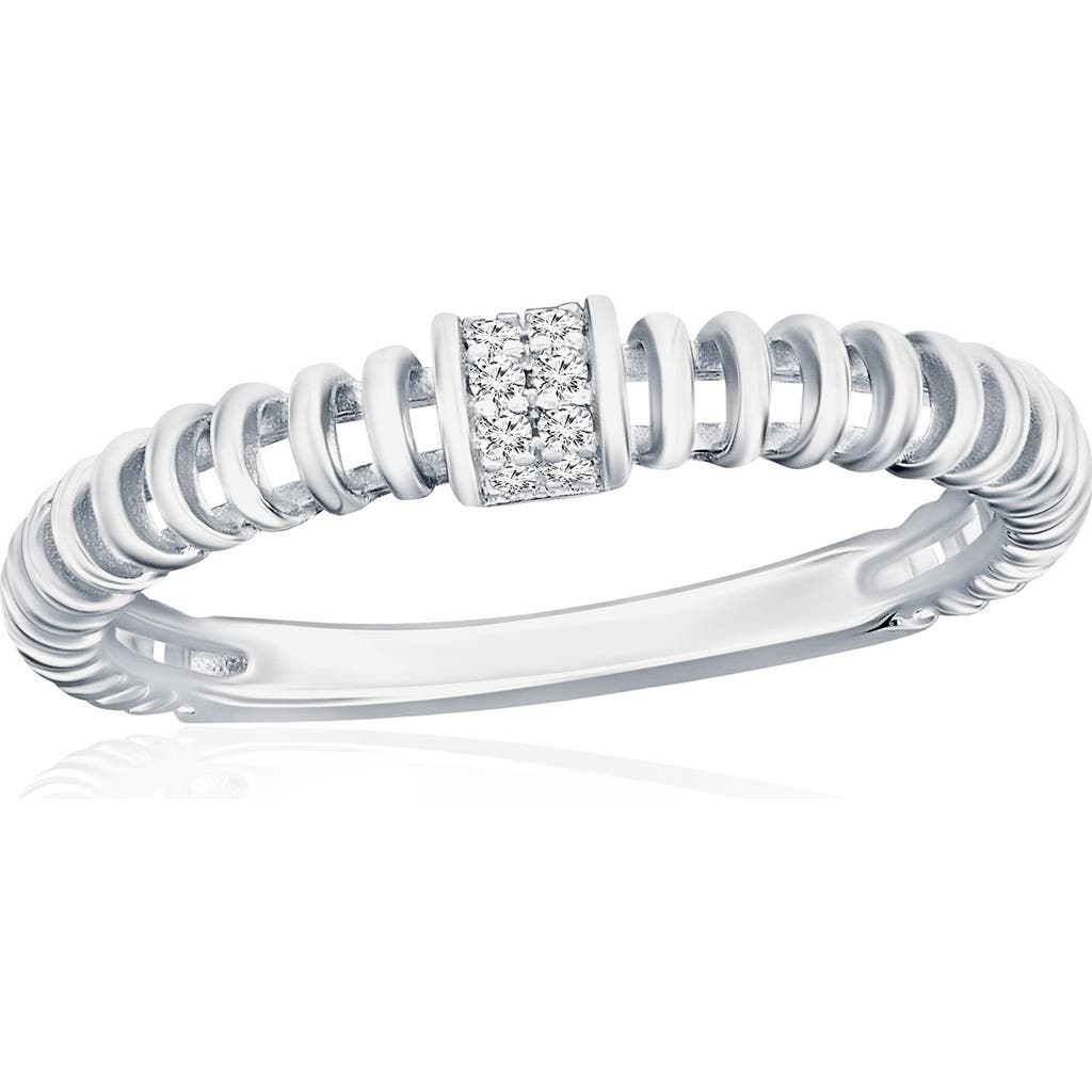 Simona Sterling Silver Pavé Cz Wire Ring In Silver