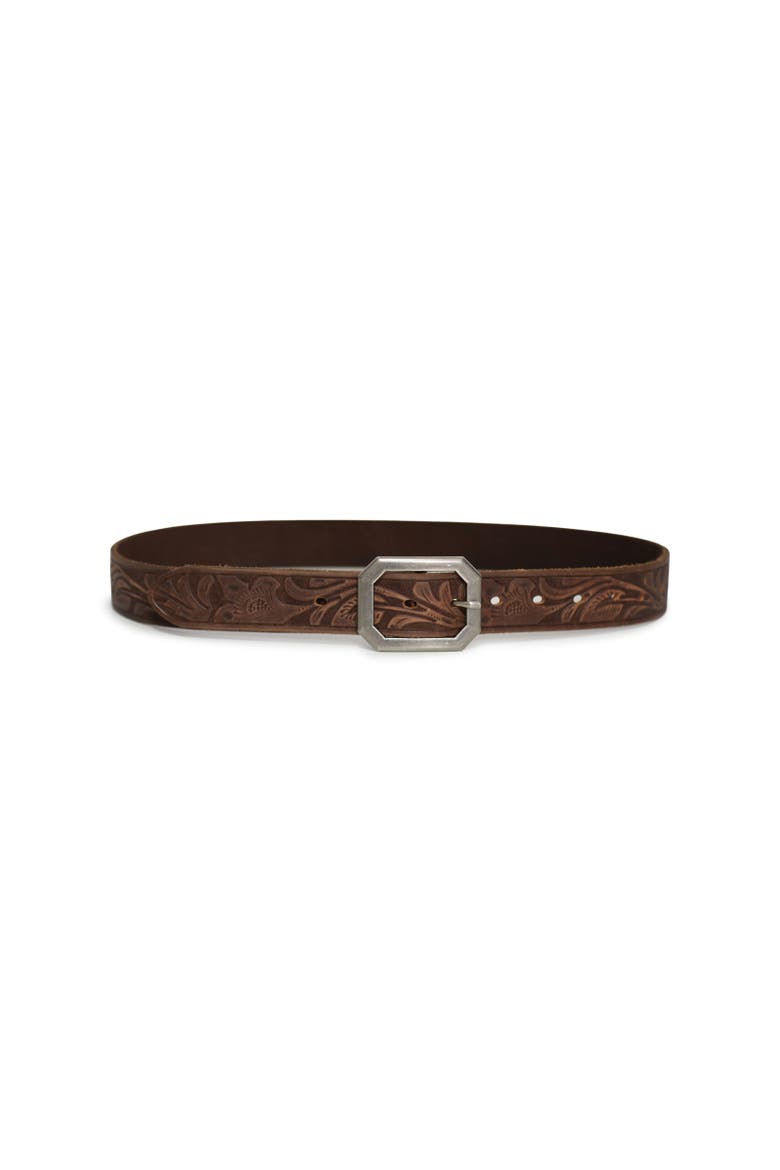 Stand By Me Embossed Leather Belt, Alternate, color, Dark Brown