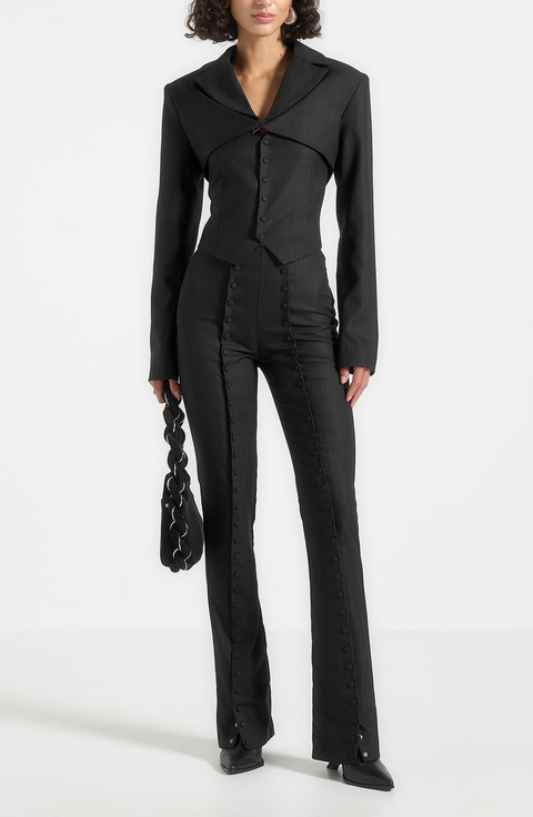 Lise Cropped Tailored Blazer & Button Detail Bandeau