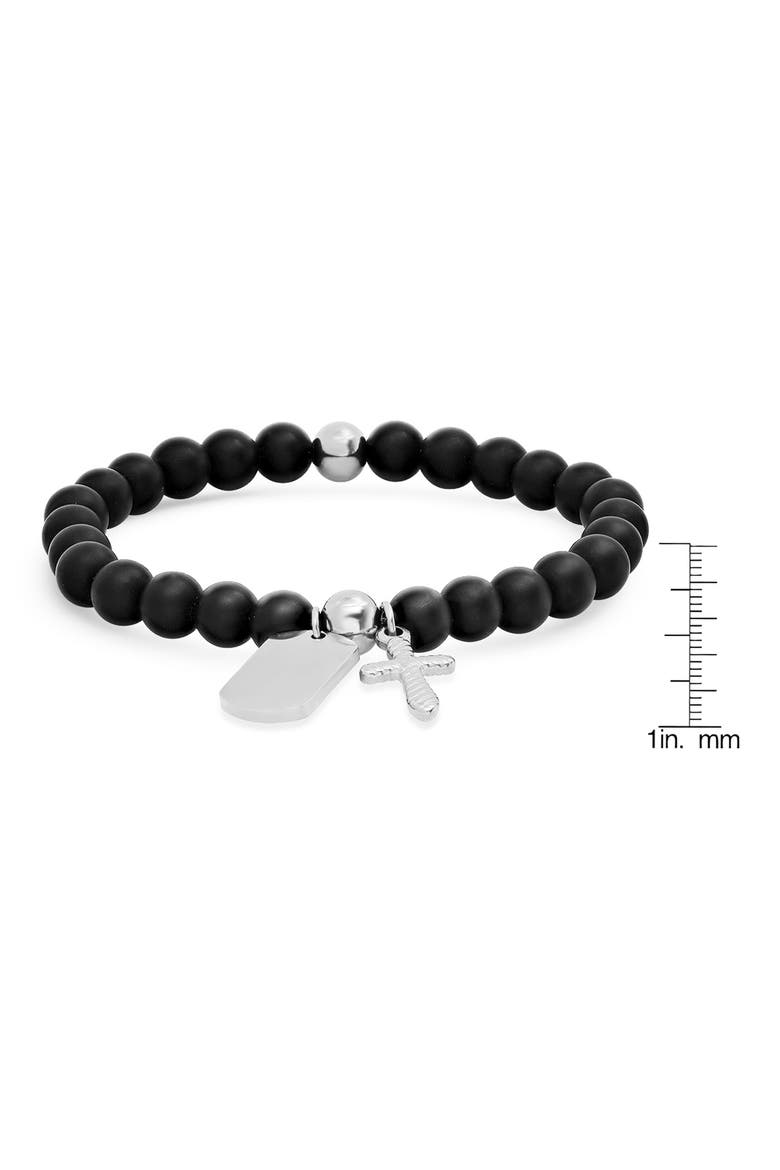 Black Lava Beaded Bracelet, Alternate, color, BLACK-METALLIC