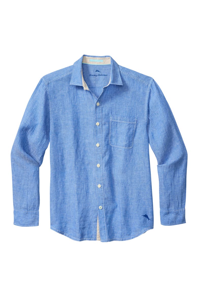 Paradise Breezer Linen Shirt, Main, color, VICTORIA BLUE
